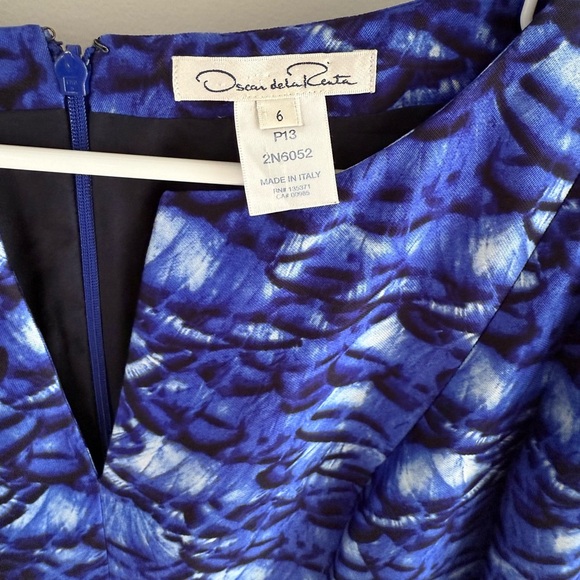Oscar de la Renta Feathered Silk A-Line Dress - Royal Blue - Size 6 - Picture 5 of 14